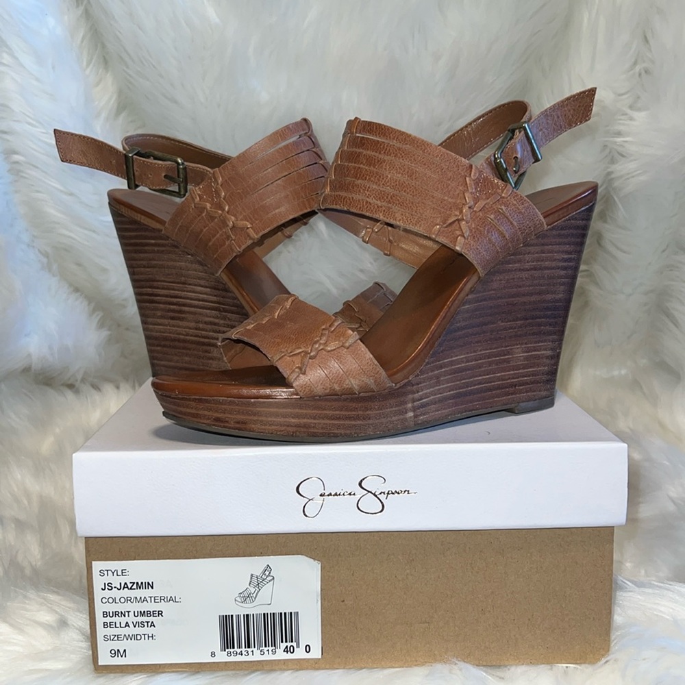 Jessica Simpson Jazmin brown wedges 9.0M